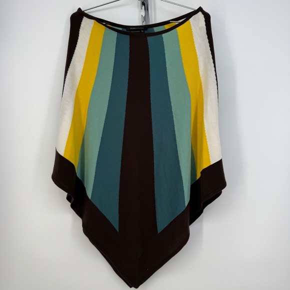 BCBGMAXAZRIA Poncho Sweater Colorful Striped Acrylic One Size Knitwear *EUC* - Picture 1 of 5